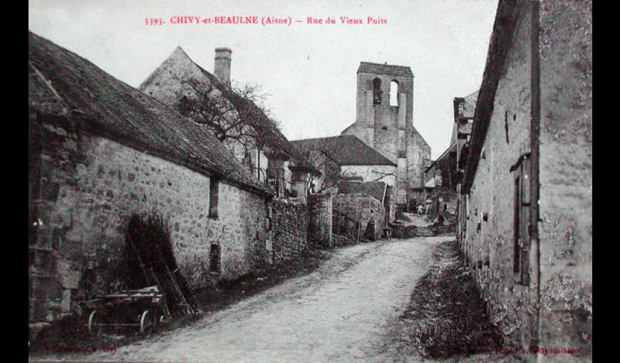 Rue du Vieux-Puits dans le village de Beaulne-et-Chivy, village détruit du Chemin des Dames