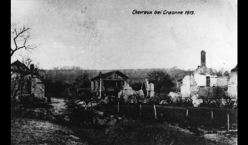 Carte postale allemande de Chevreux, village disparu du Chemin des Dames (Aisne)