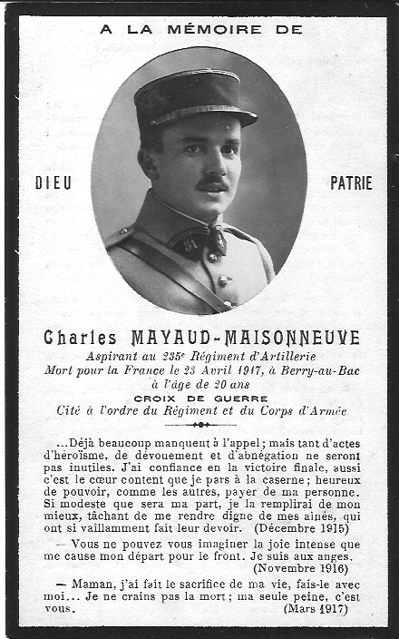 Souvenez-vous de Charles MAYAUD-MAISONNEUVE