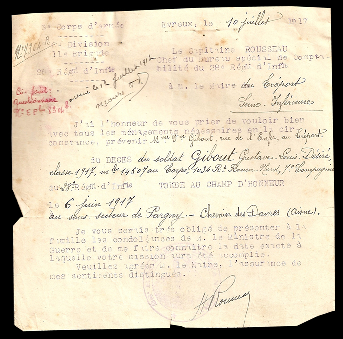 Gibout Gustave Louis Désiré avis de décès 