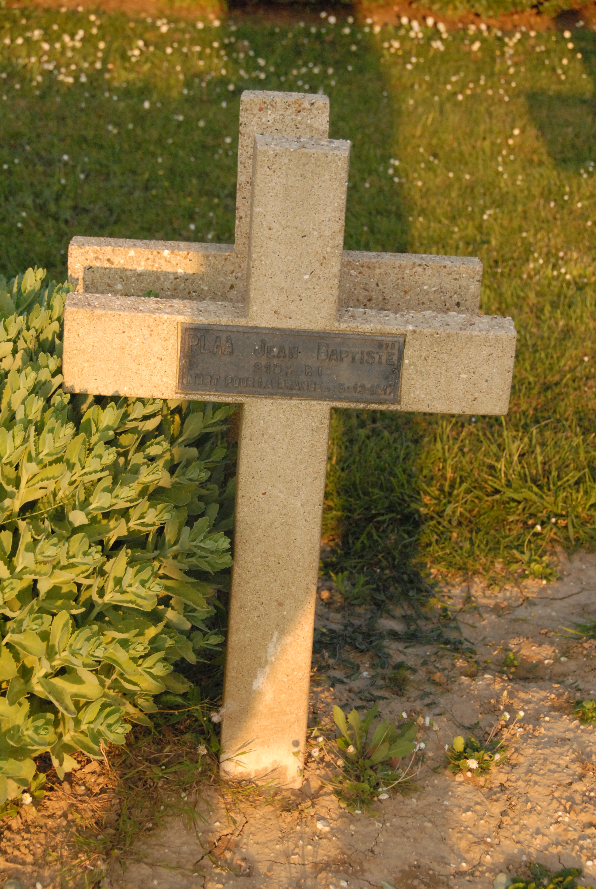 Sépulture soldat PLAA Jean Baptiste Louis