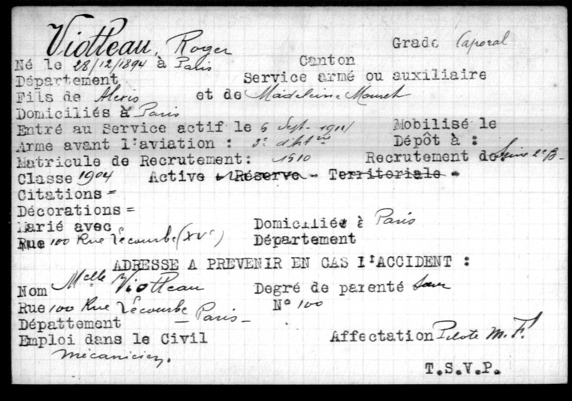 Fiche aviation VIOLLEAU Roger