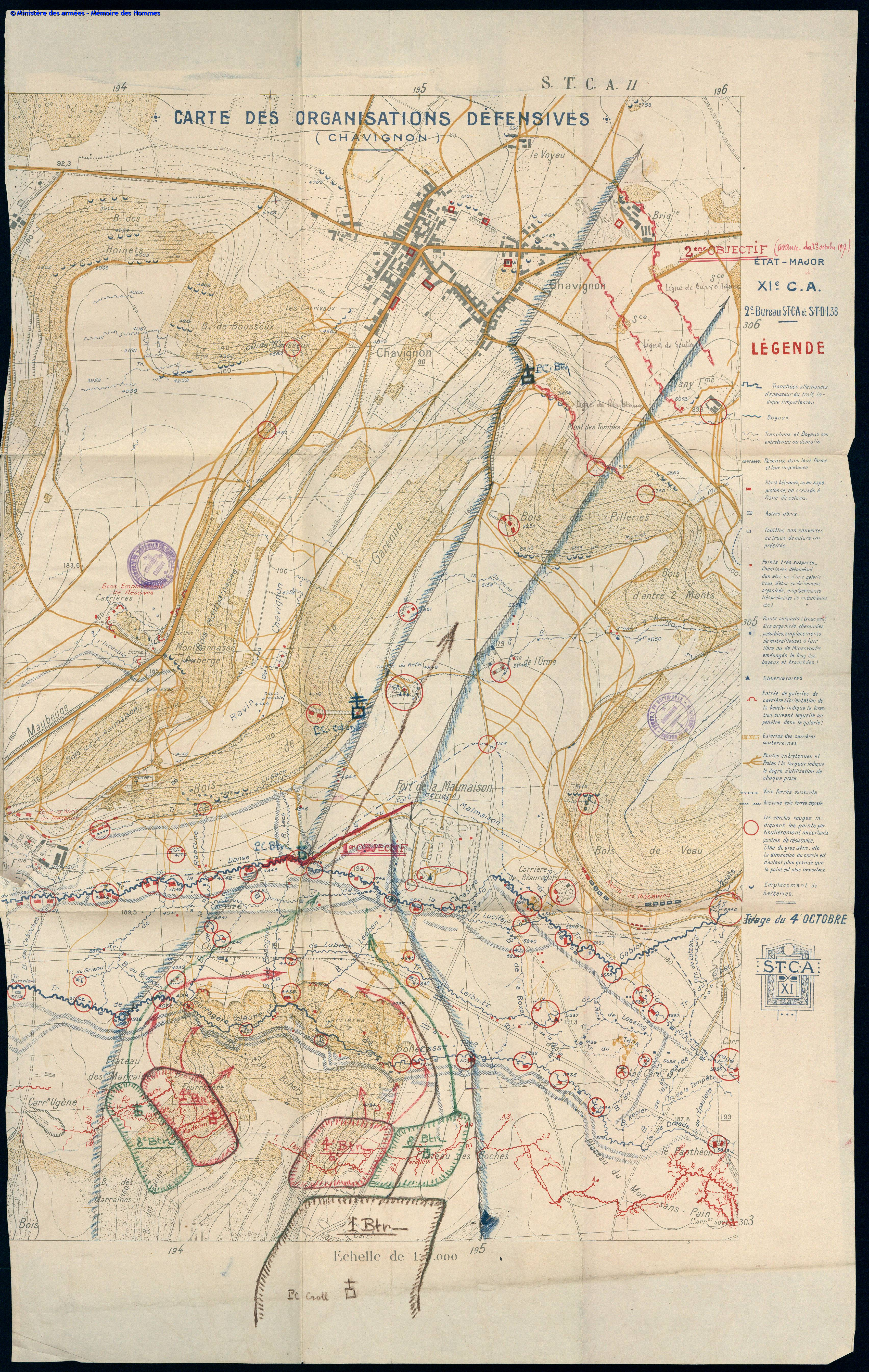 Plan d'attaque du régiment d'infanterie coloniale du Maroc le 23 octobre 1917