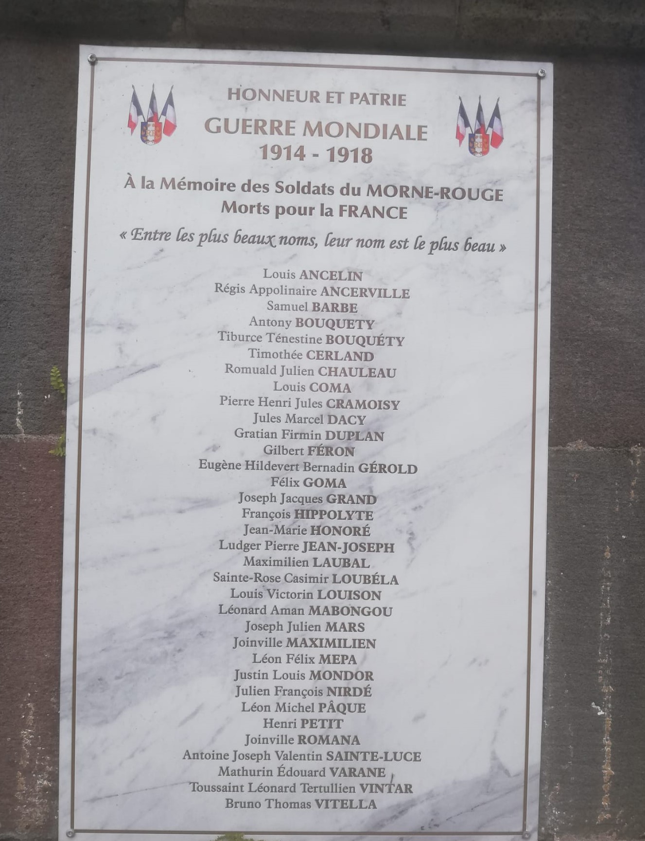 Monument aux Morts Le Morne Rouge (Martinique)