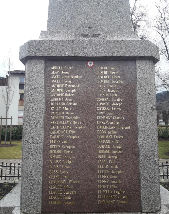 Monument aux morts Plainfaing (Vosges)