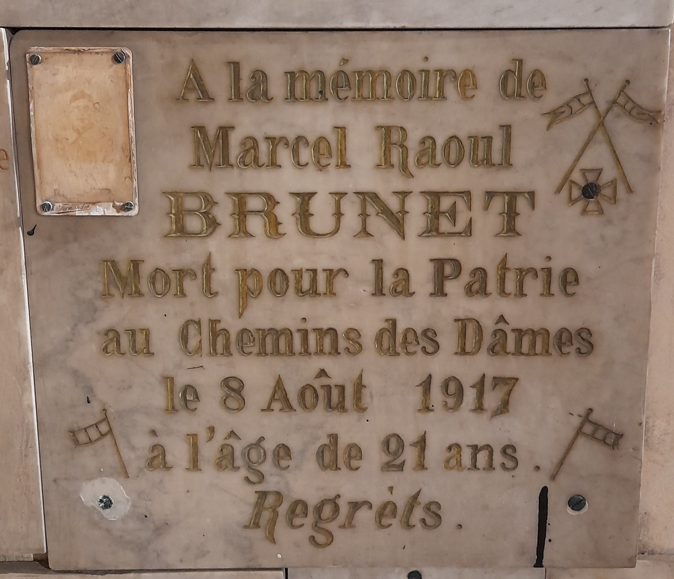 Brunet Marcel Raoul plaque église Saint-Jacques Dieppe (76)