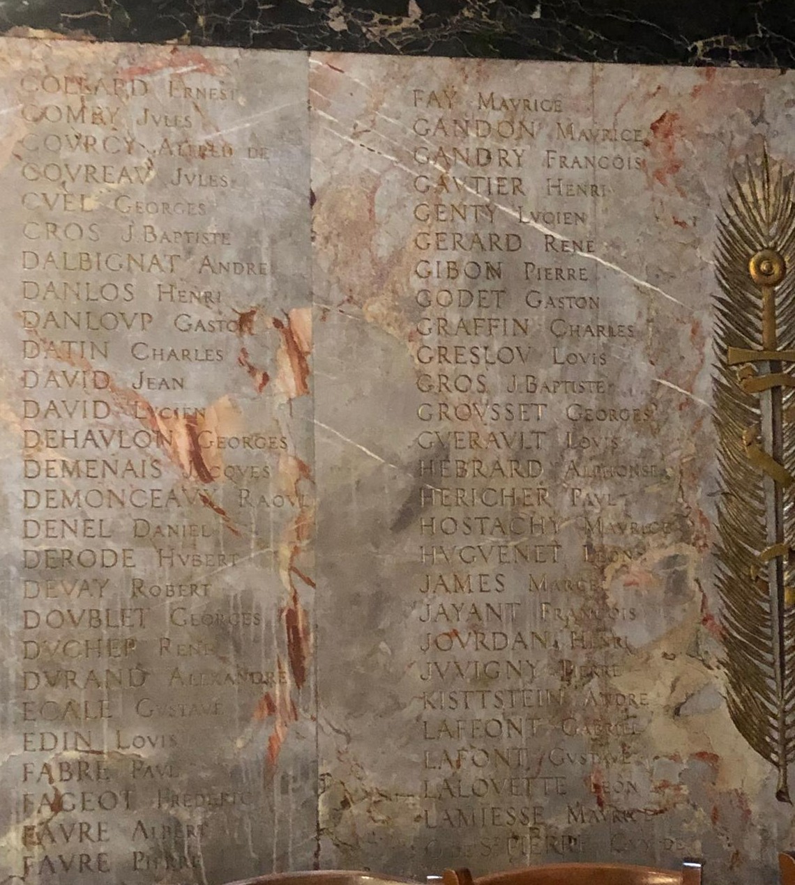 Plaque commémorative église de la Madeleine Paris 8 (Seine)