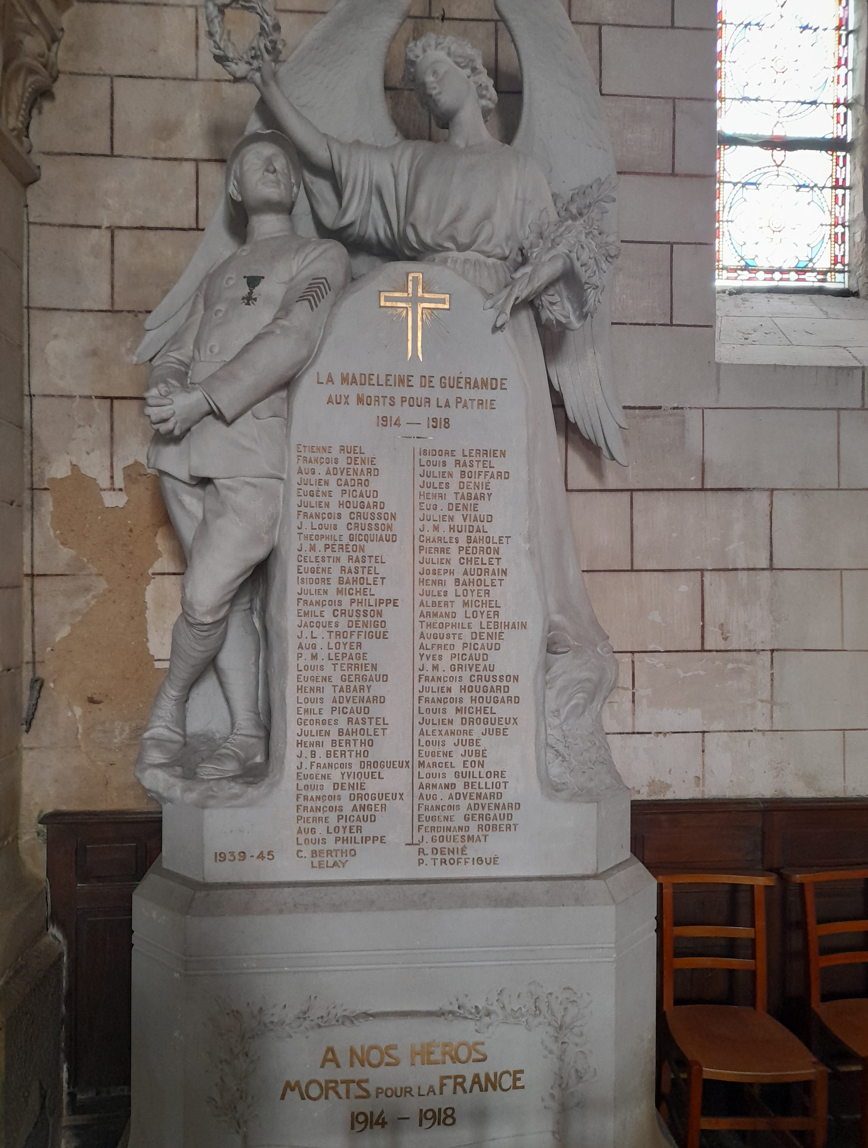 Plaque commémorative Eglise de Guérande La Madeleine (Loire Inférieure)