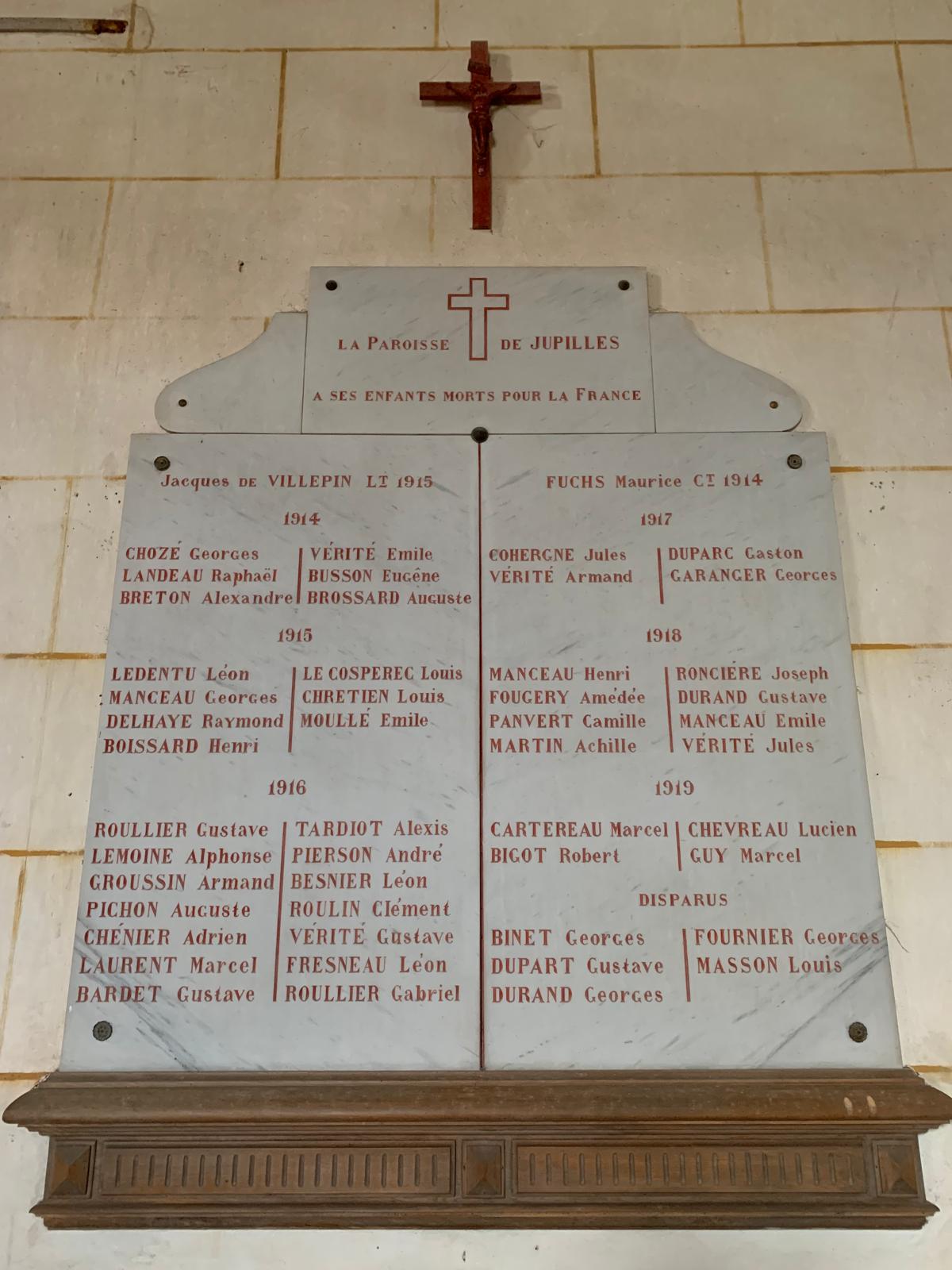 Plaque Eglise Jupilles (Sarthe) Plaque Eglise Jupilles (Sarthe)