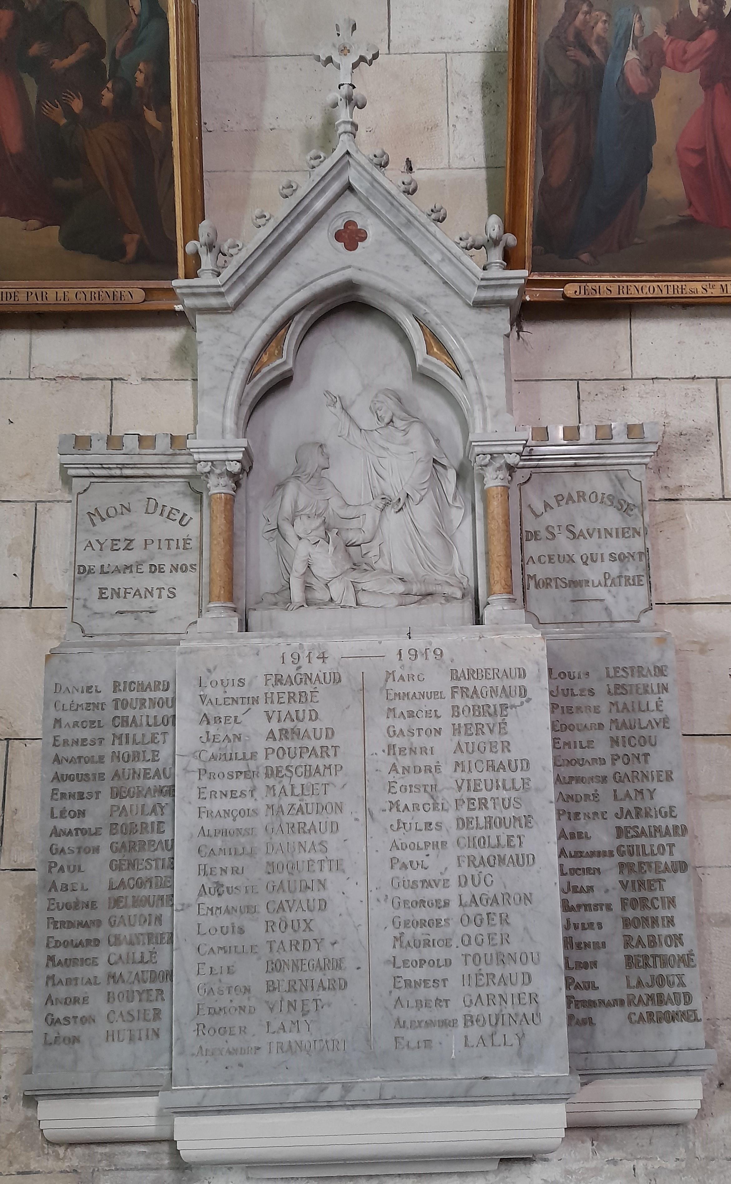 Plaque commémorative Eglise de Saint Savinien (Charente Inférieure)