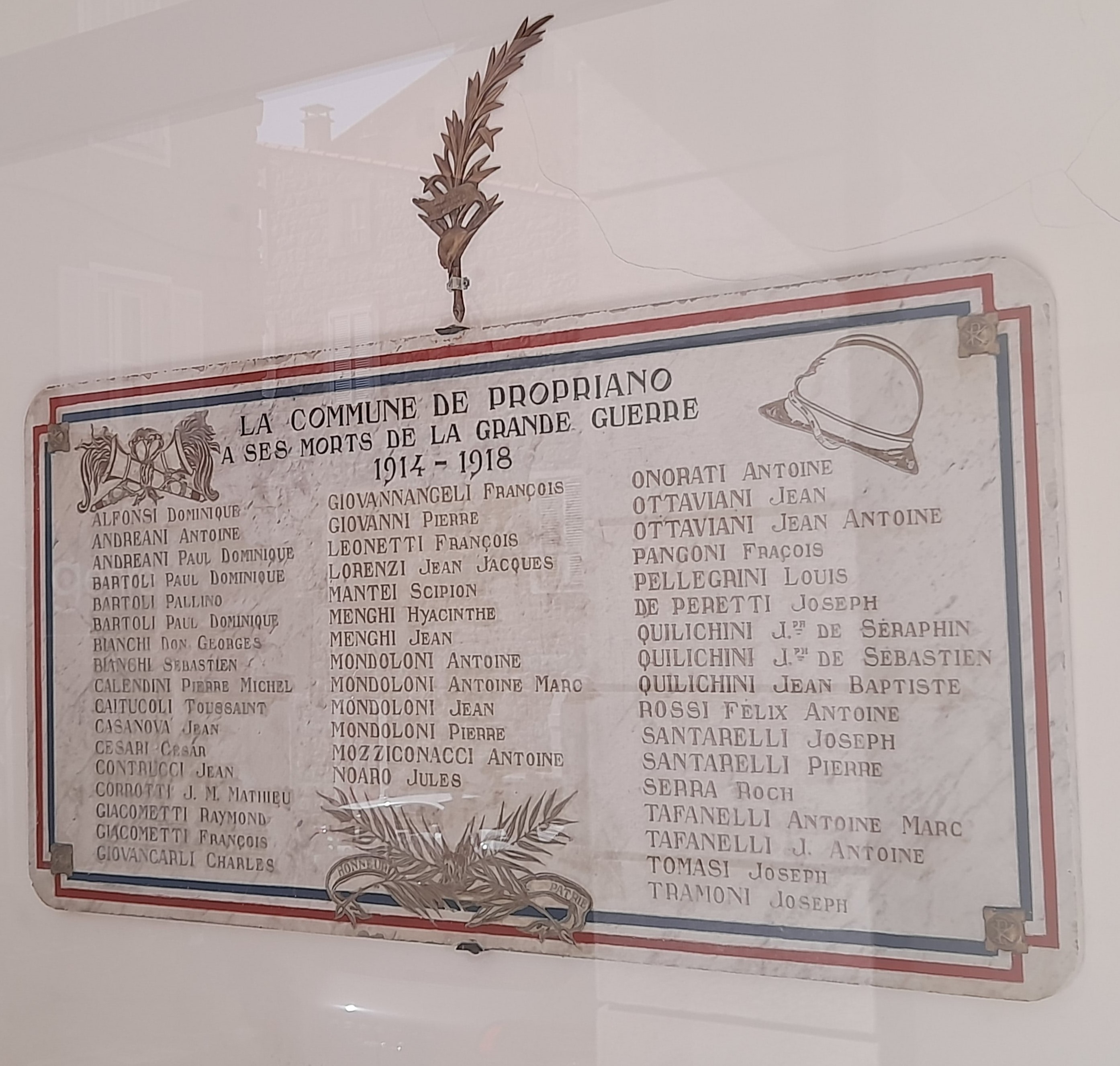 Plaque commémorative de la mairie de Propriano (Corse)