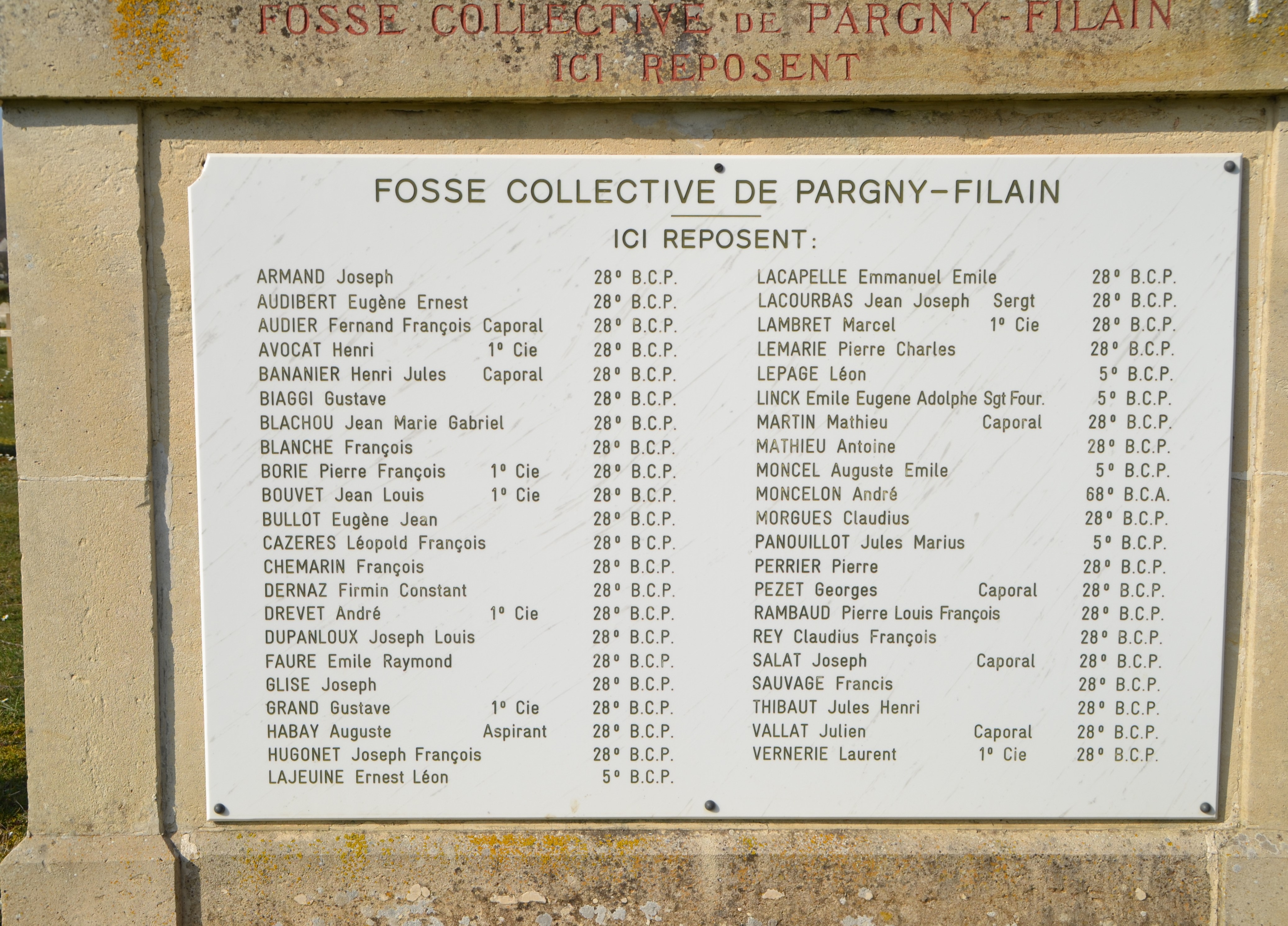 Sépulture commune de Pargny Filain Soupir 1 (Aisne) Sépulture commune de Pargny Filain Soupir 1 (Aisne)