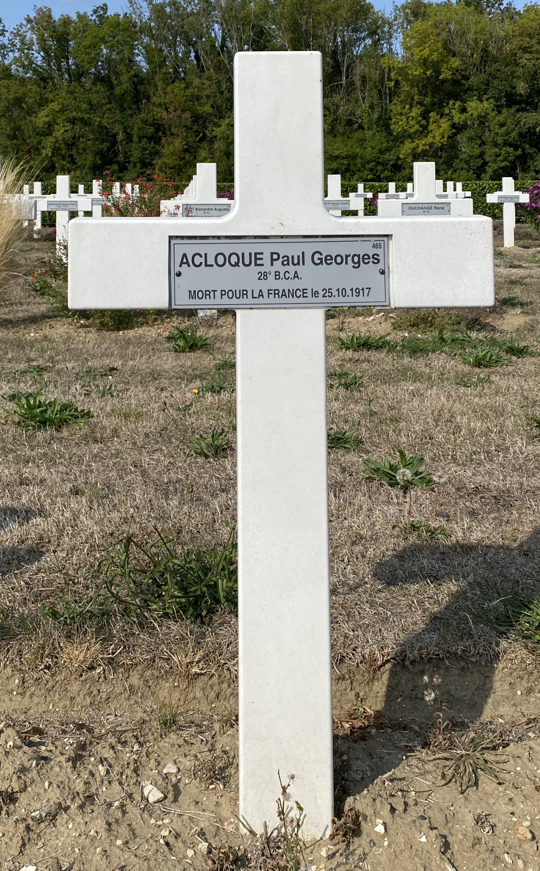 Acloque Paul Georges sépulture à Vailly sur Aisne