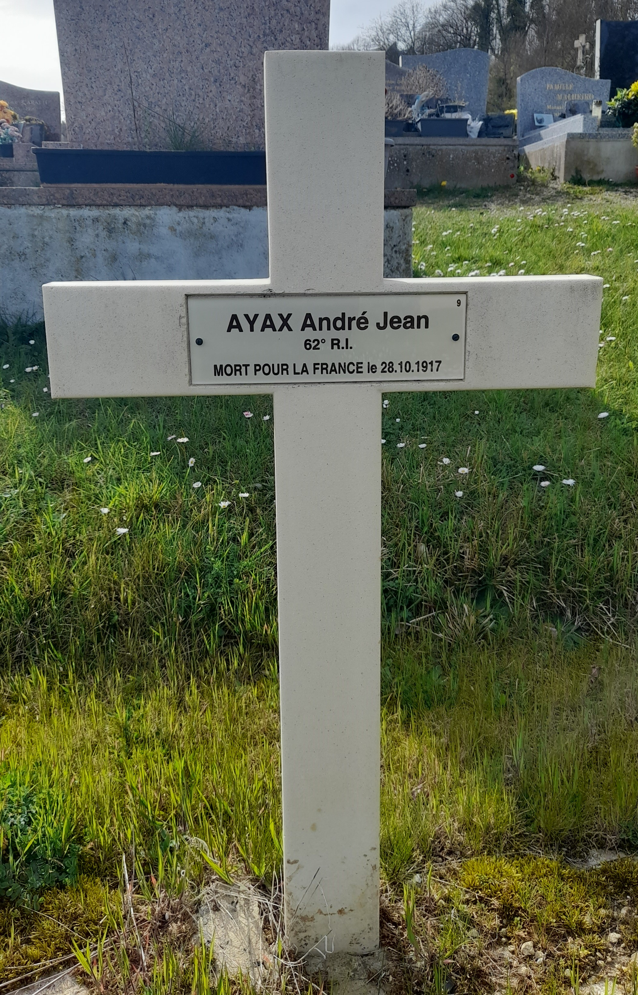 Ayax André Jean sépulture à Acy (02)