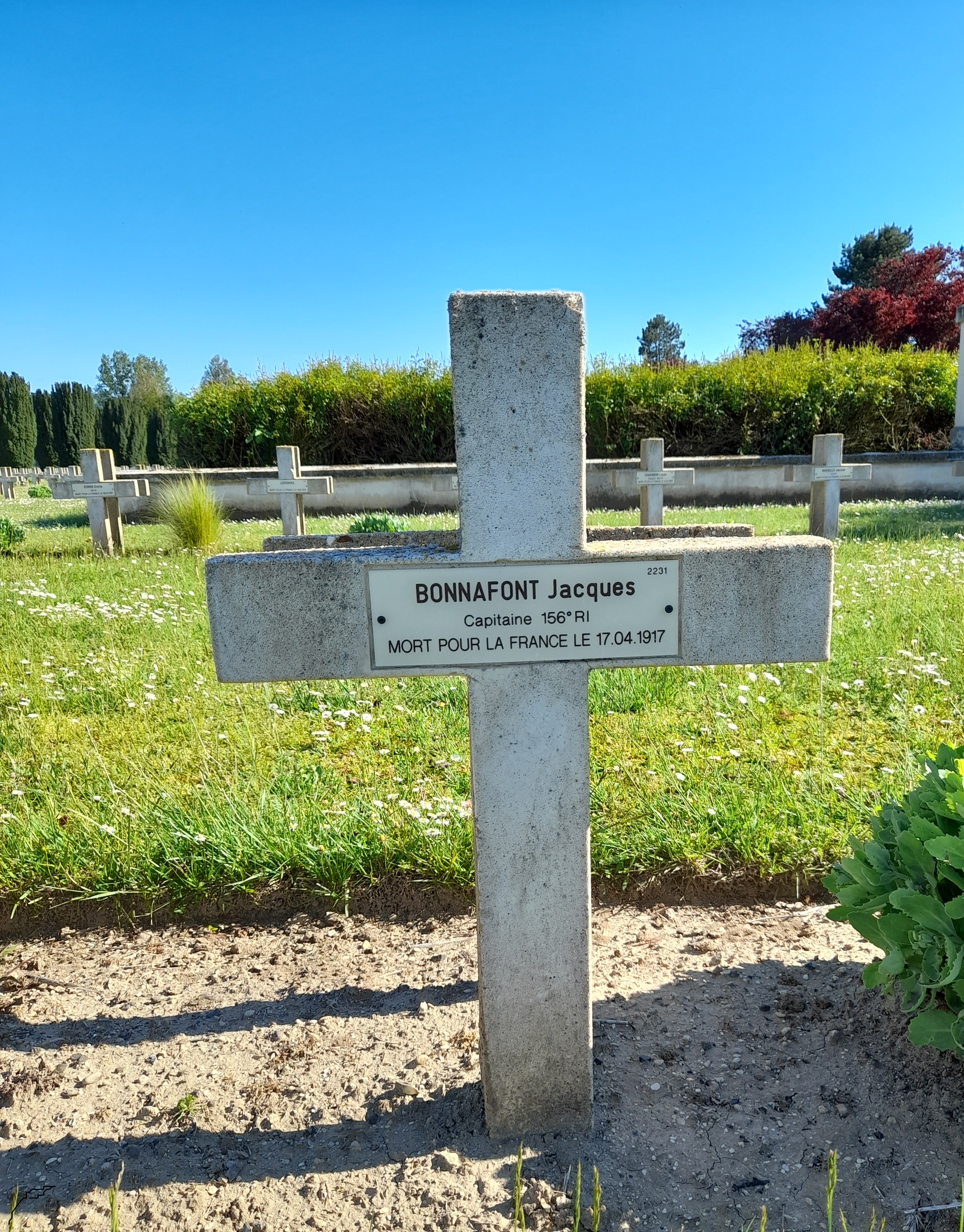 Bonnafont Jacques sépulture à Soupir 1 Bonnafont Jacques sépulture à Soupir 1