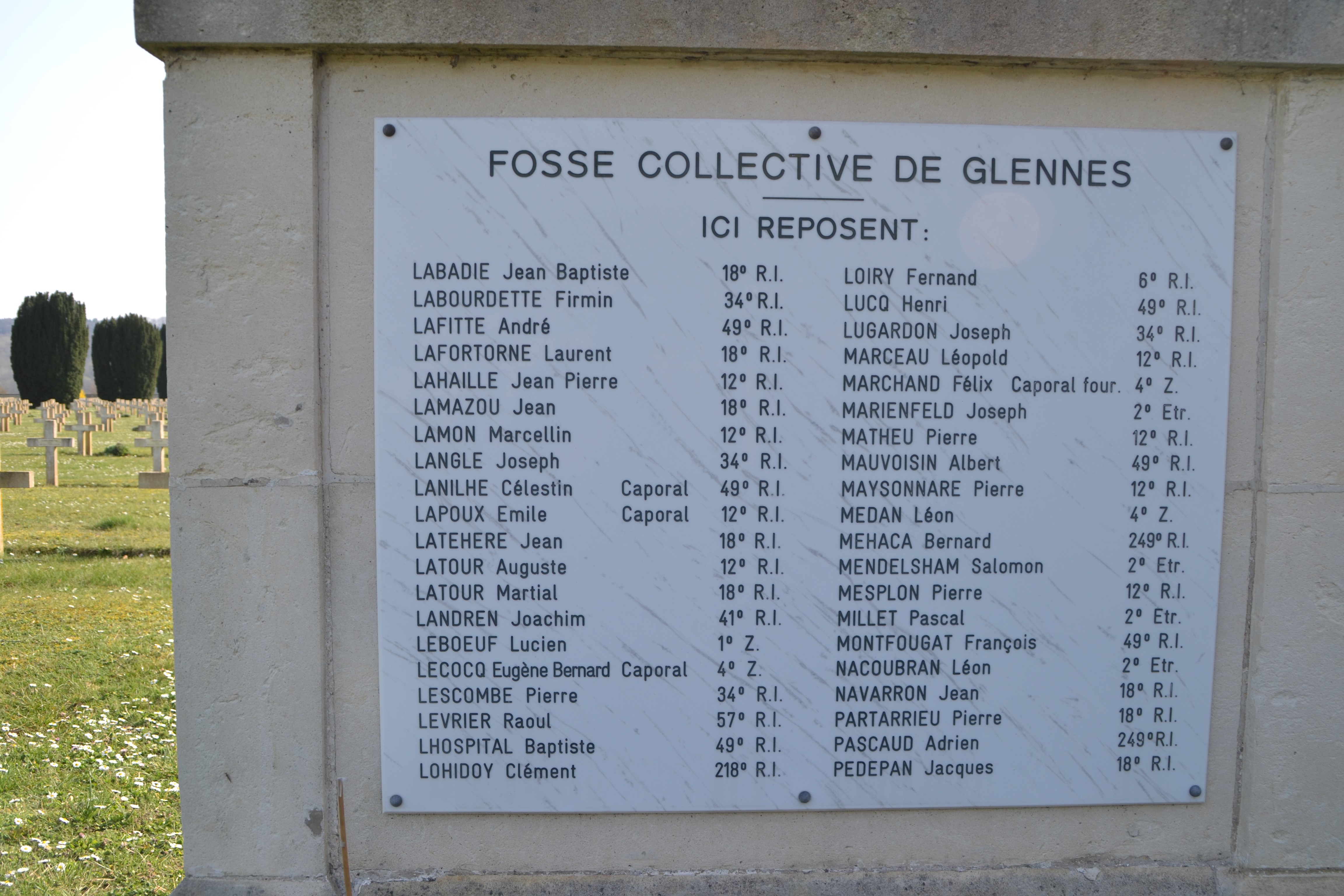 Sépulture collective à Soupir 1 fosse de Glennes de L à P (Aisne)