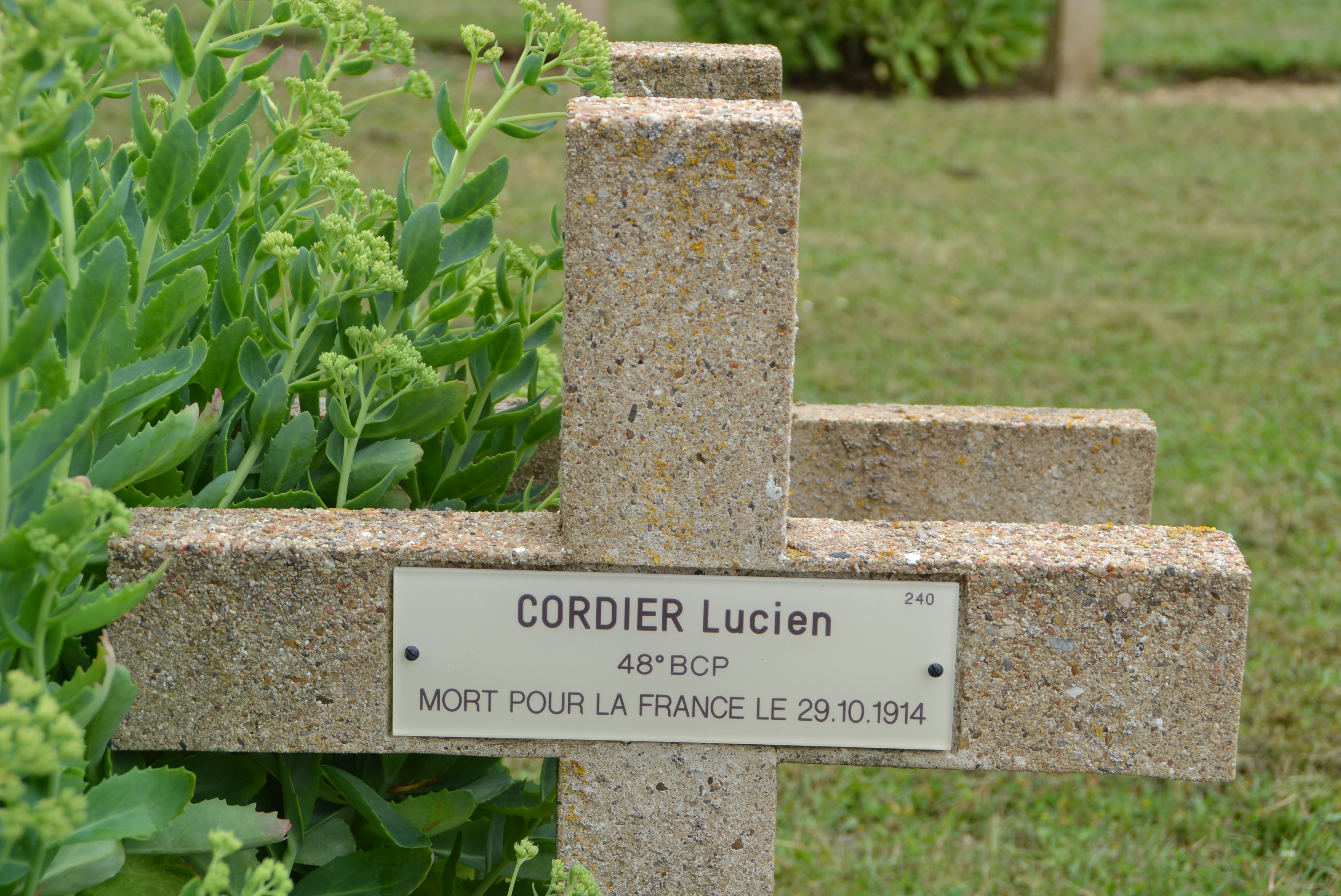 Cordier Lucien Paul sépulture à Soupir 1 (Aisne)