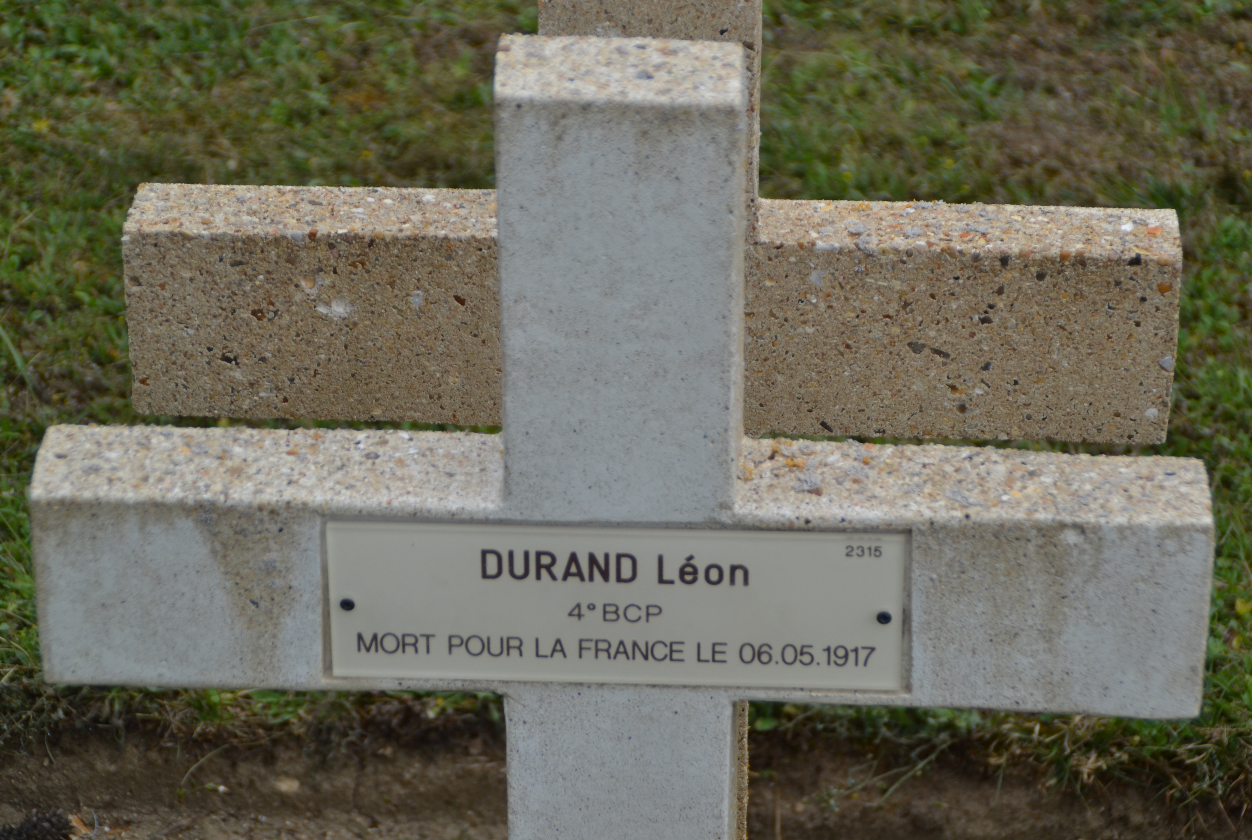 Durand Léon sépulture à Soupir 1 (Aisne)