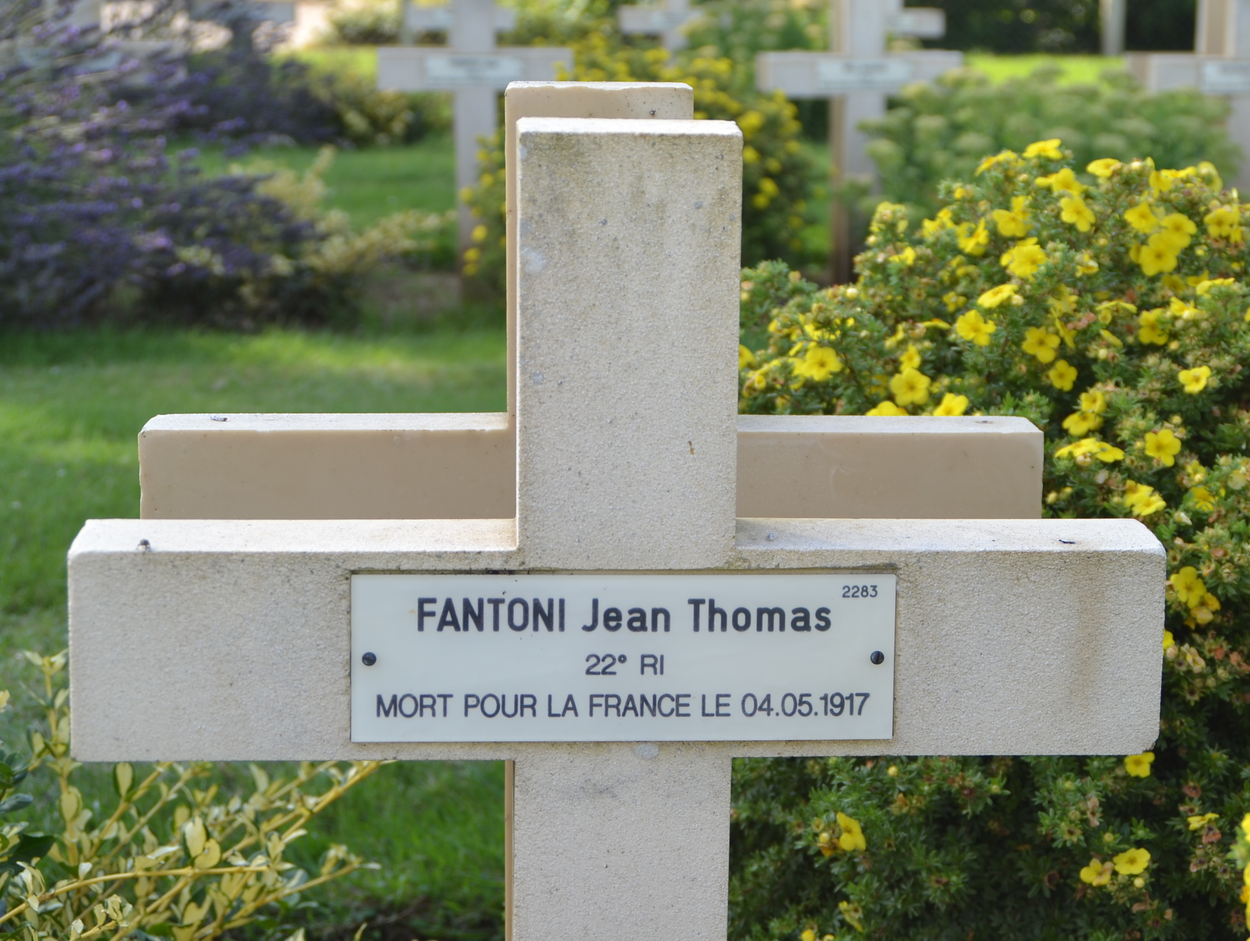 Fantoni Jean Thomas sépulture à Cerny en Laonnois (Aisne)