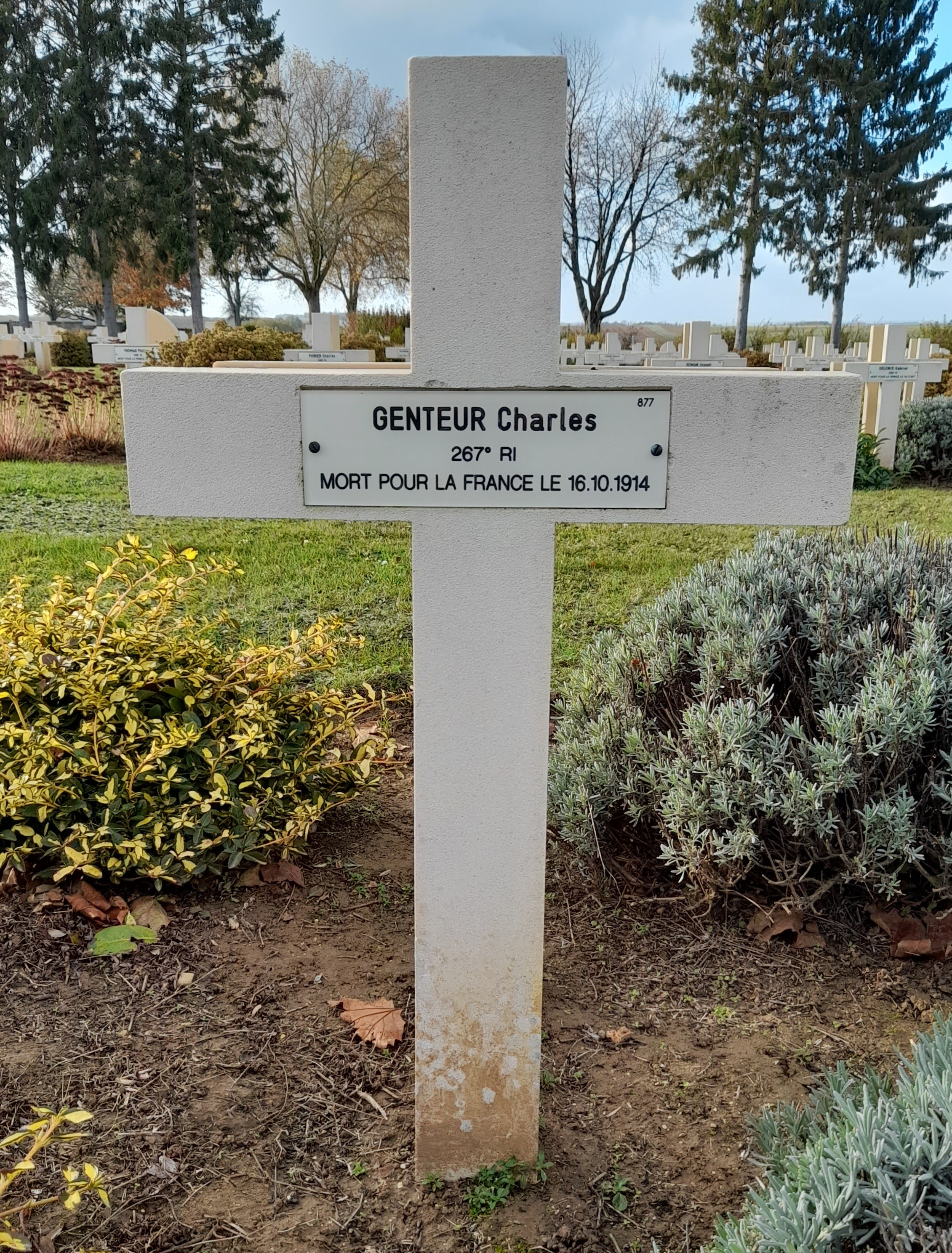 Genteur Charles Julien sépulture à Cerny en Laonnois
