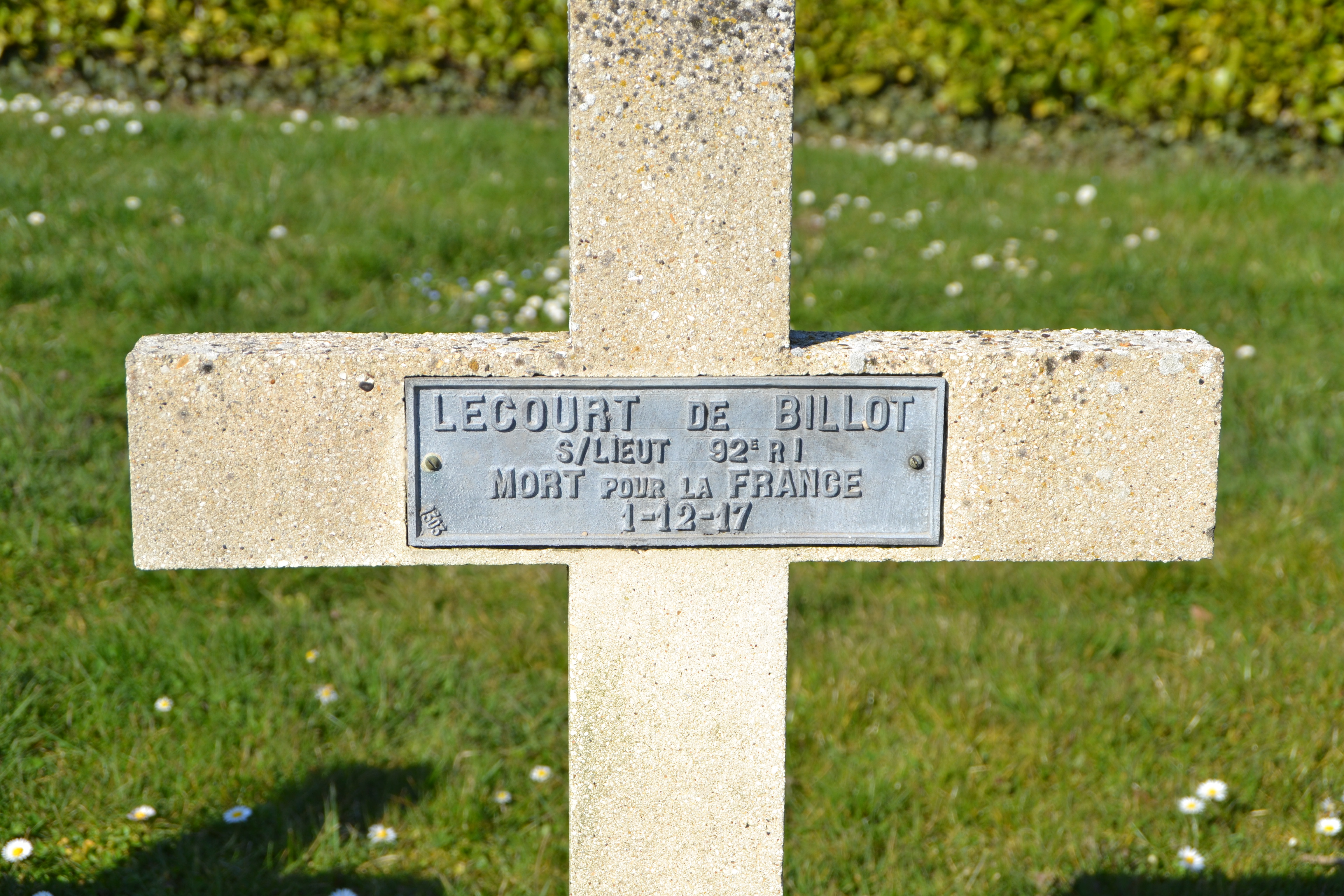 Lecourt de Billot Georges Edouard sépulture à Vailly/Aisne (Aisne)