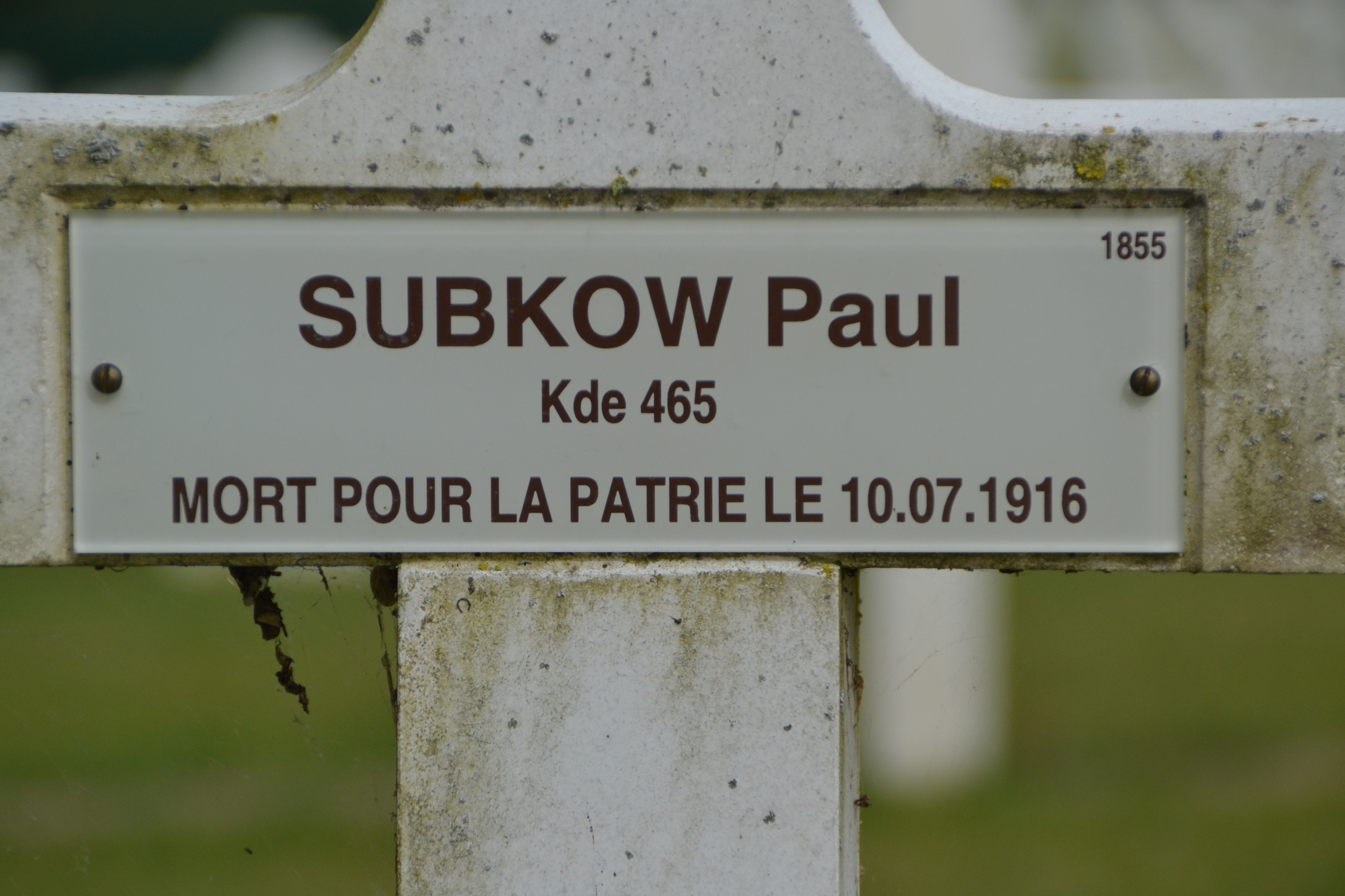 Subkow Paul, sépulture à Berry au Bac
