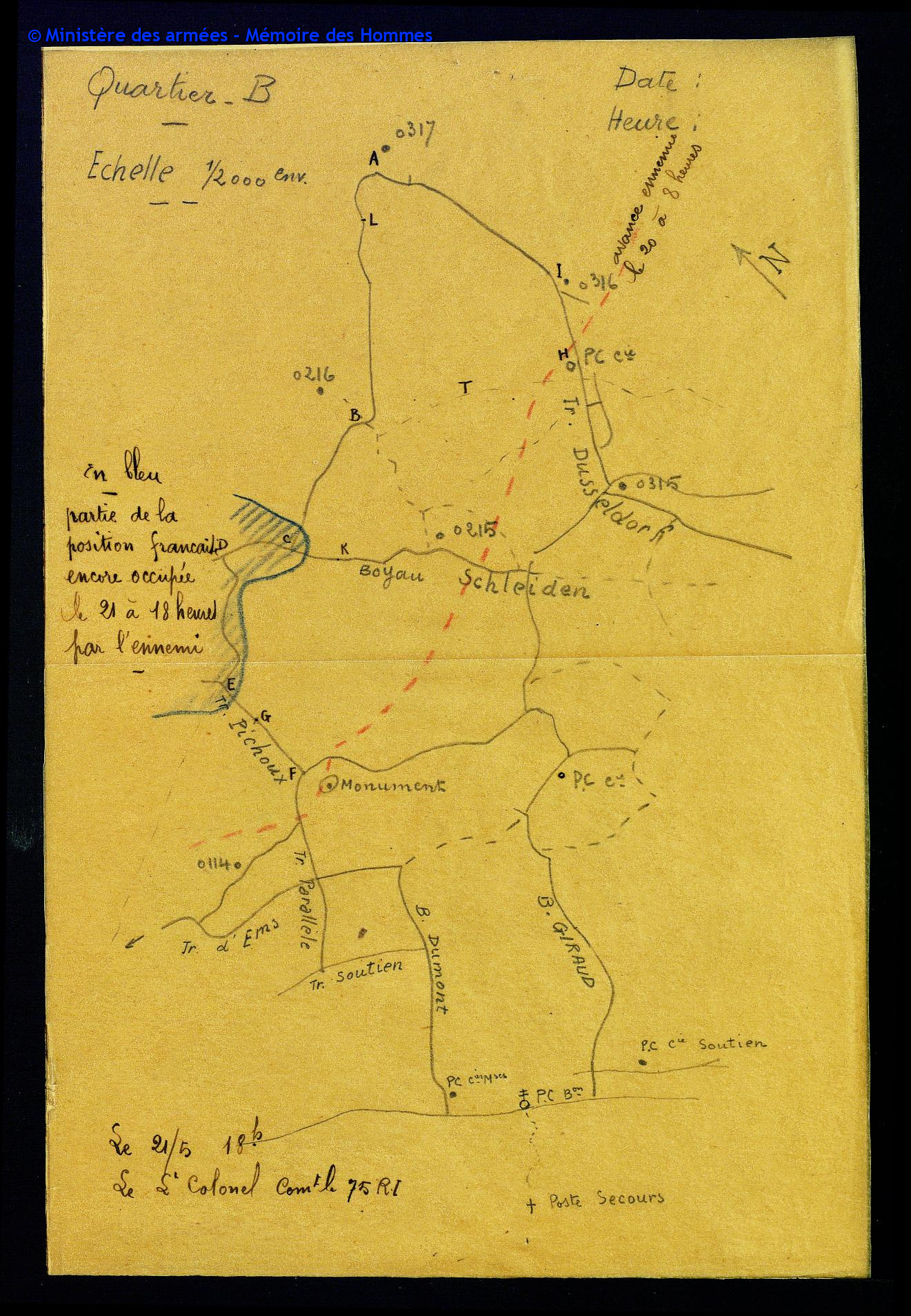 Position du 75e RI le 20 et 21 mai 1917 - Hurtebise