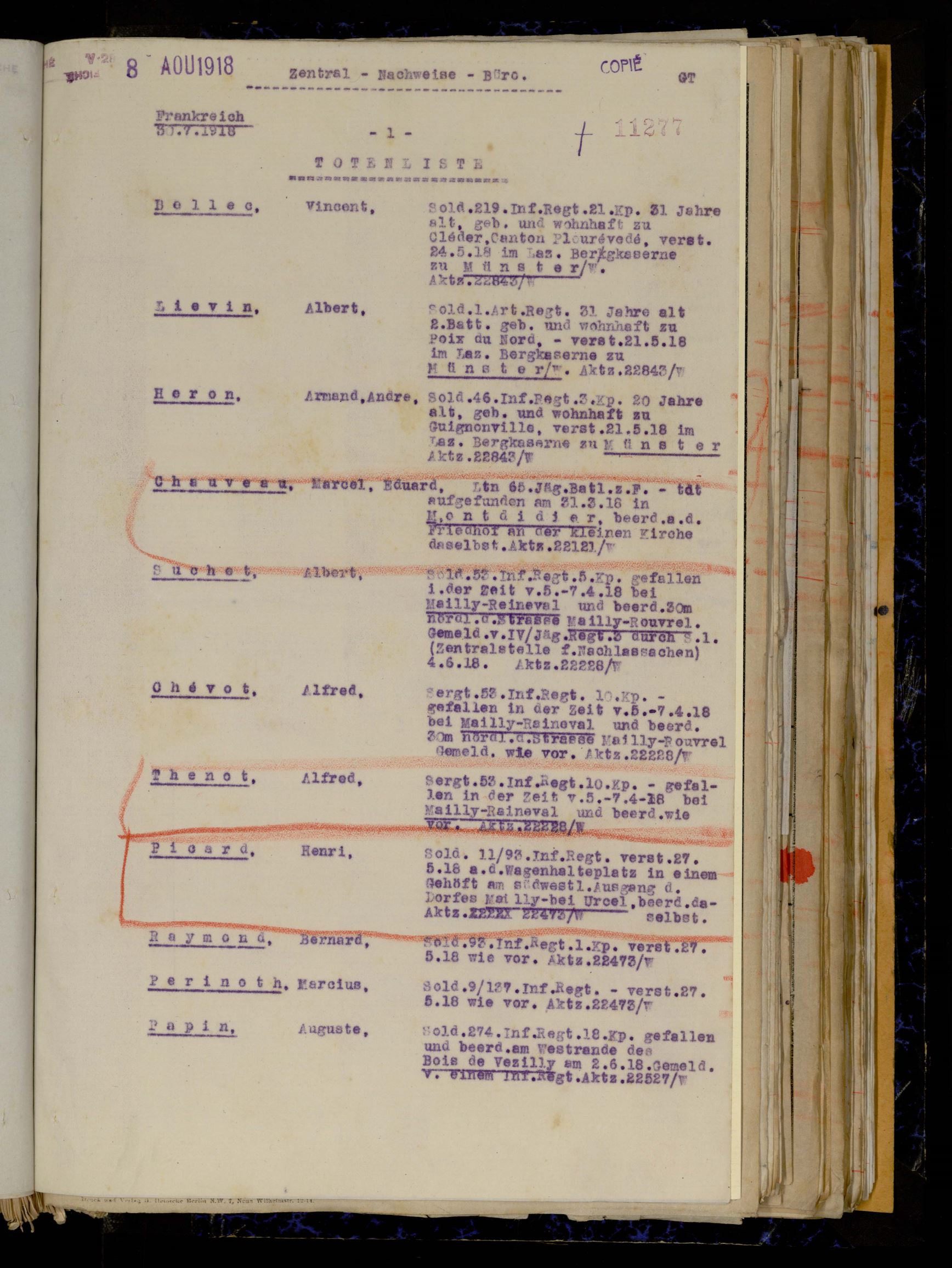 Liste décès prisonniers français dont Henri Picard