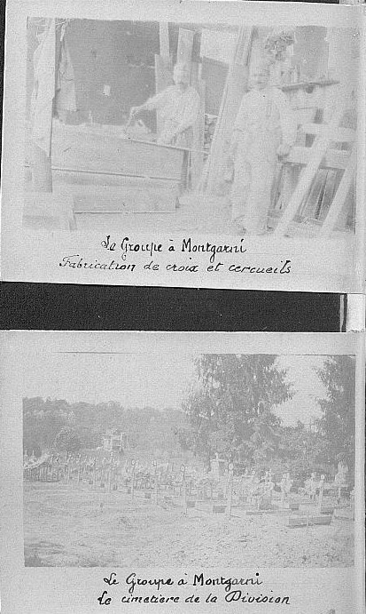 Fabrication des croix et des cercueils pour le cimetière militaire  de Montgarny à Margival  