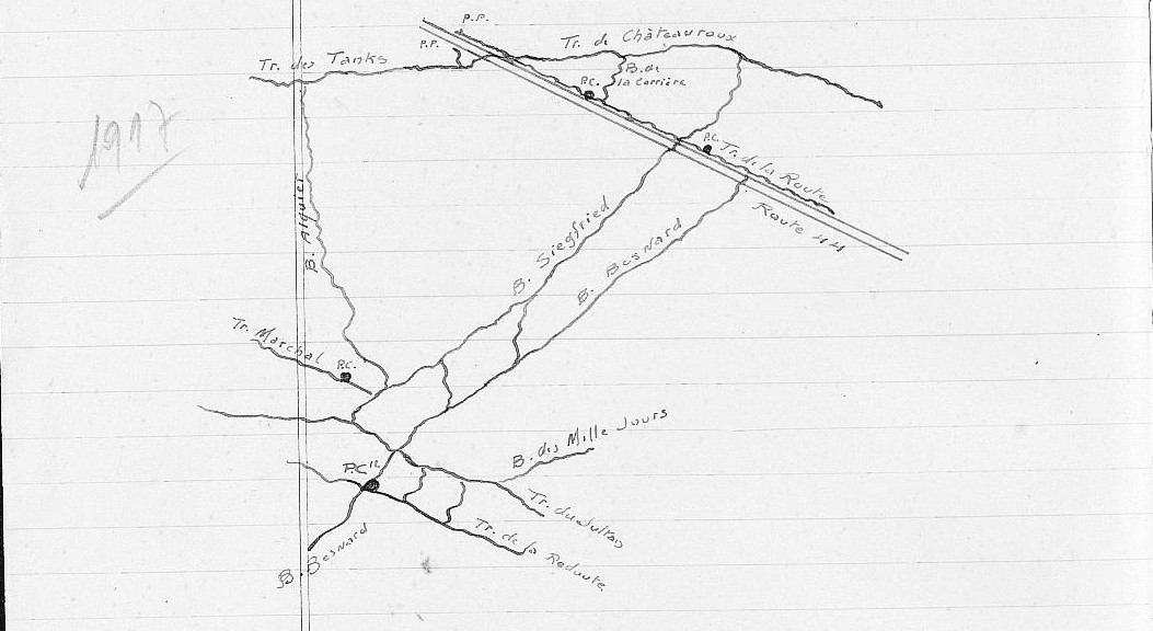 Secteur occupé par le 12e bataillon de chasseurs alpins devant Corbeny  en juin 1917