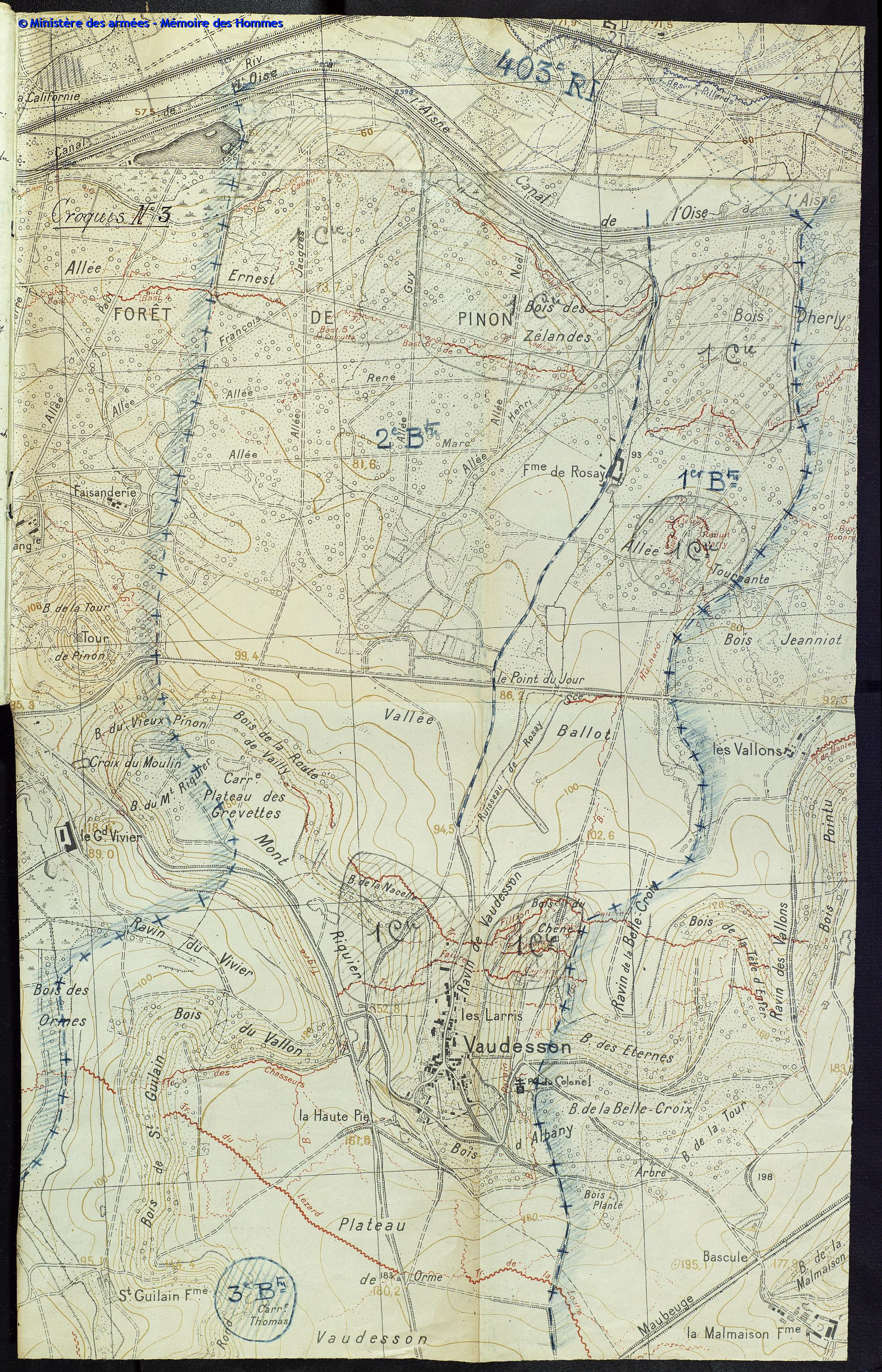 Tranchée du Lézard et carrière Thomas -  plateau de Vaudesson 
