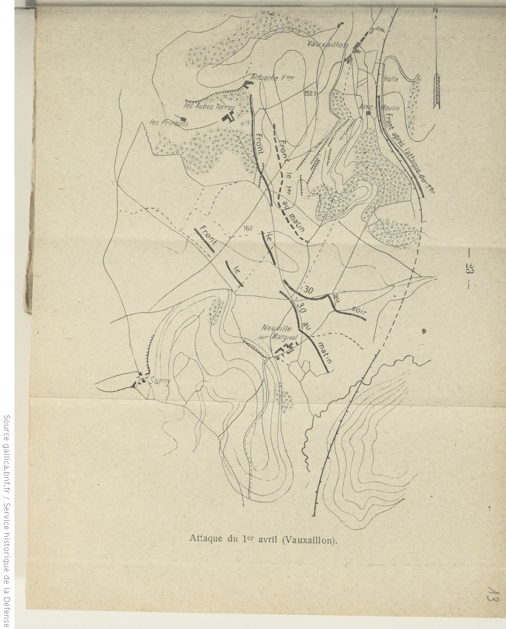 Vauxaillon - 65e régiment d'infanterie les 30 mars et 1er avril 1917