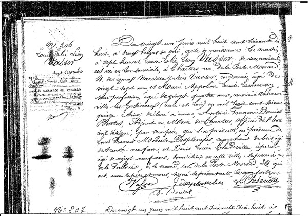 Acte naissance - Louis VASSOR