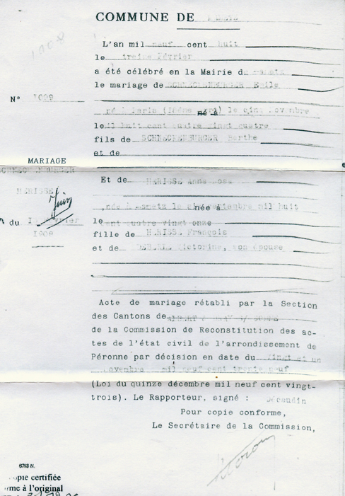 Acte mariage E.SCHNECKENBURGER