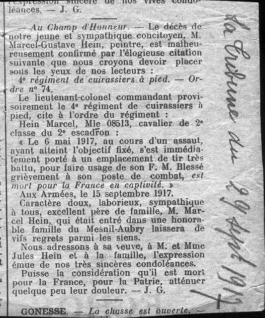 Article La Tribune - 29/09/1917