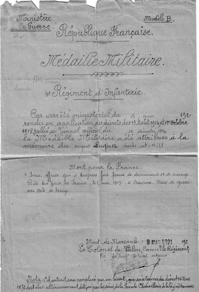 Citation, Charles LUQUET