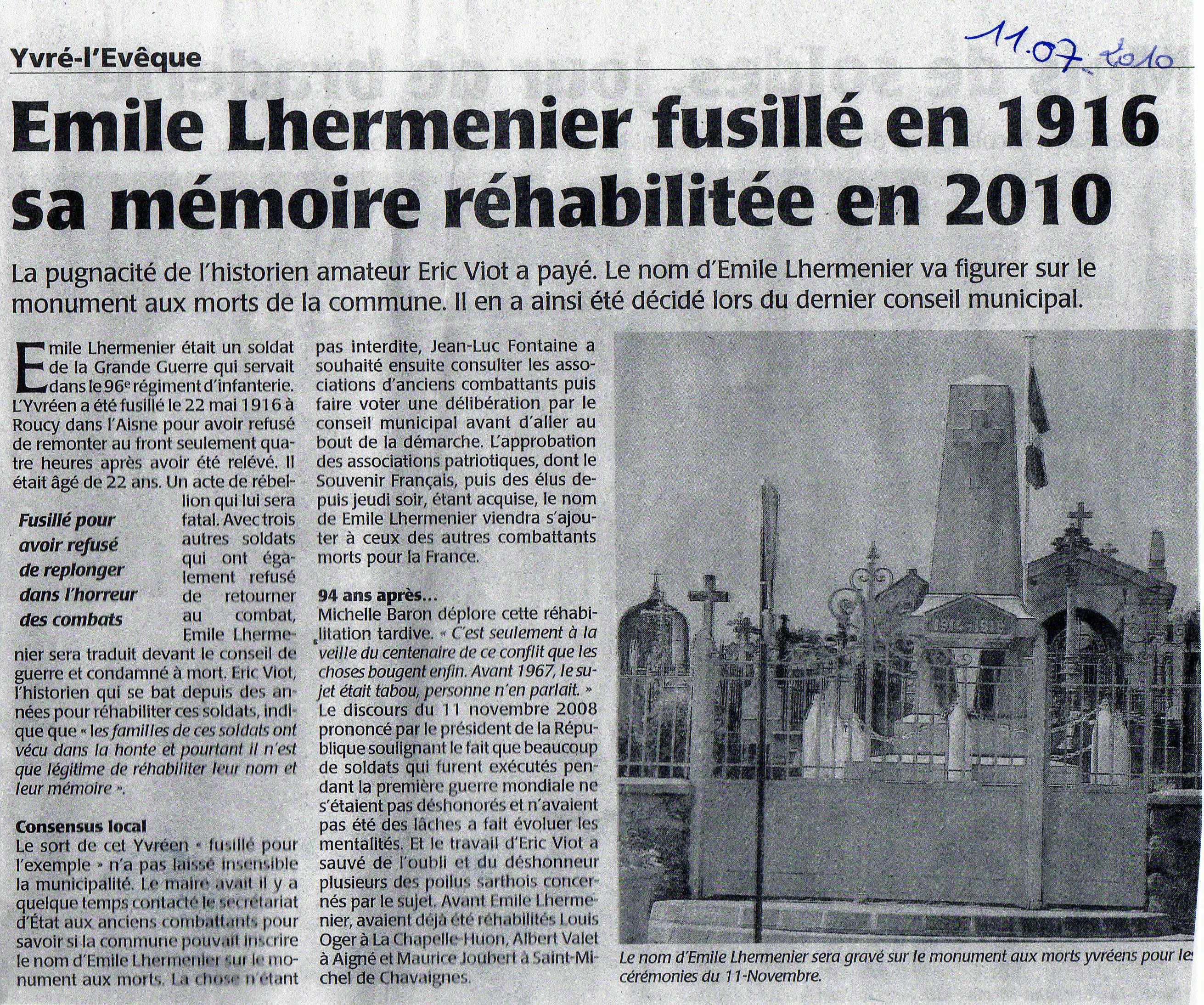 Article presse - LHERMENIER Emile