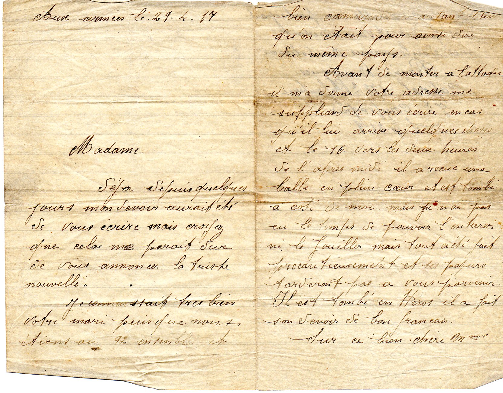 Lettre d'un camarade 1/2 - Joseph BONHOMME