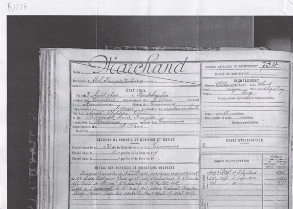 Fiche matricule - MARCHAND Abel