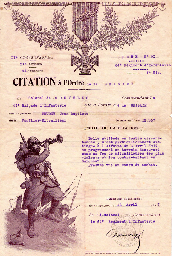 Citation A L Ordre De La Brigade Chemin Des Dames Citation A L Ordre De La Brigade Chemin Des Dames