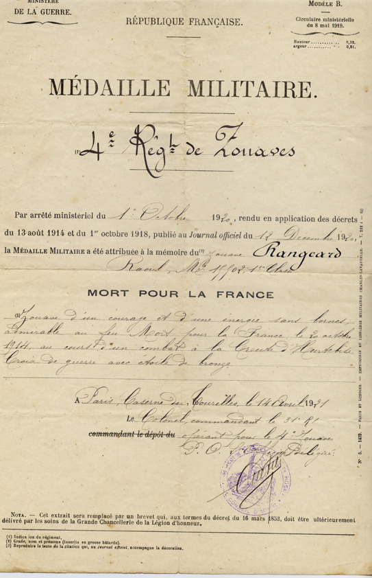 Attribution médaille militaire