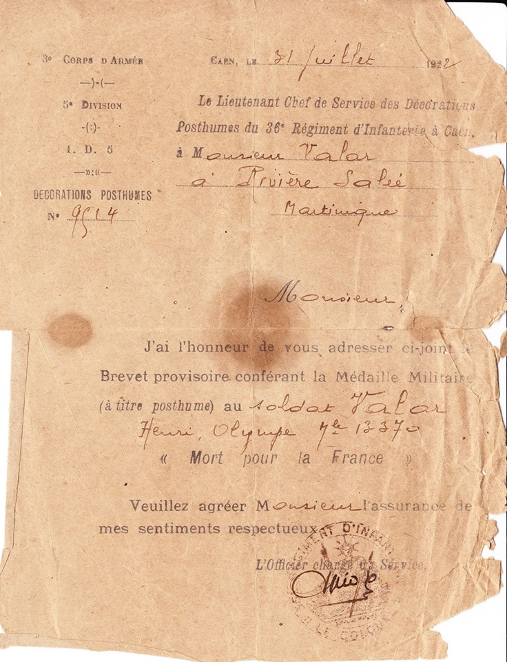 Médaille Militaire - VALAR Henri