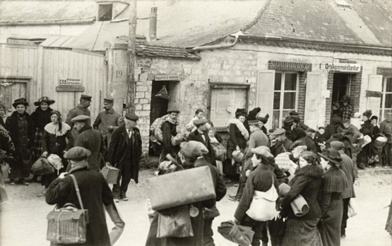 Évacuation de la population civil de Proviseux en mars 1917