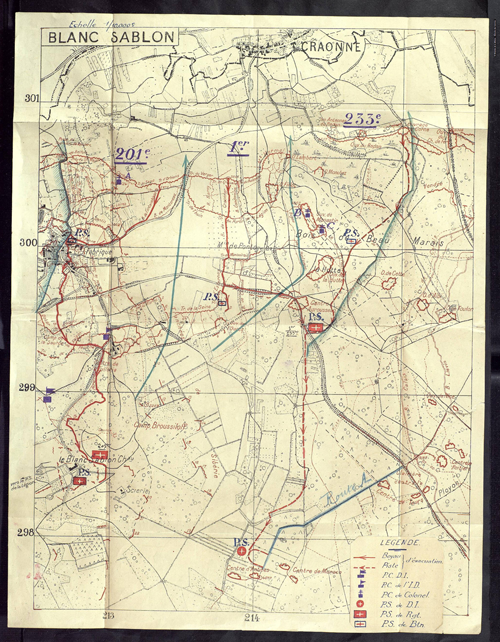 1917.04 - Plan d'évacuation service de santé 1ère DI ©Archives and Special Collections, University of Nebraska-Lincoln Librairies