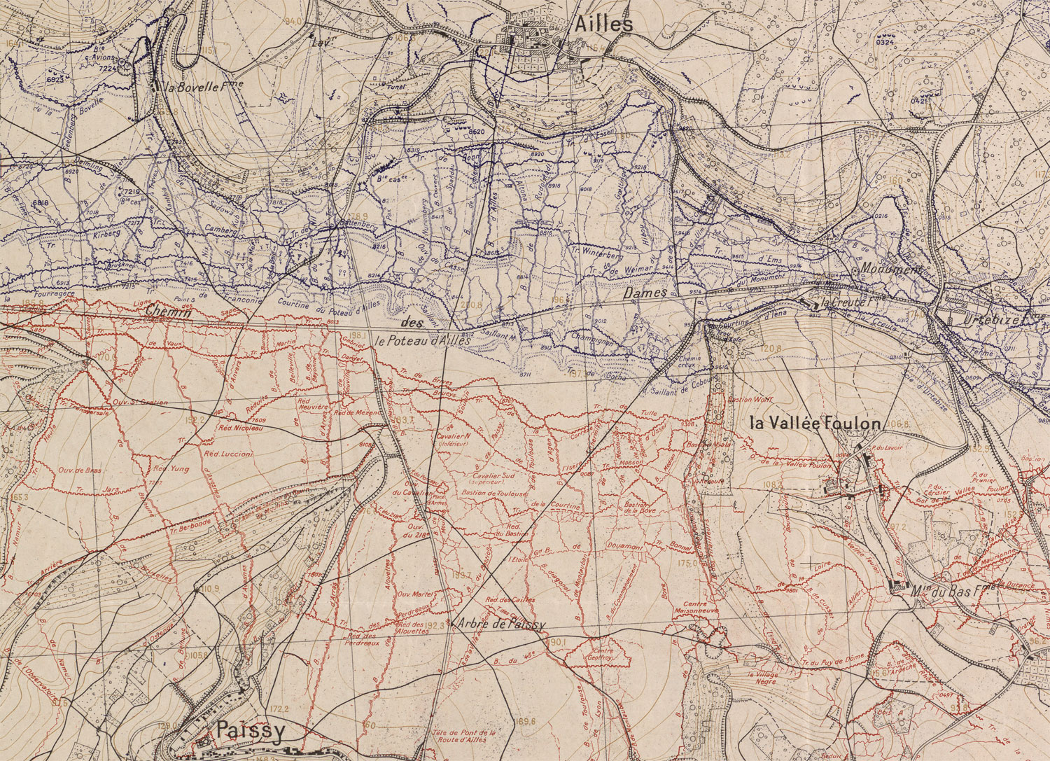 Le secteur d'attaque du 2e CAC au 25 mars 1917 ©SHD