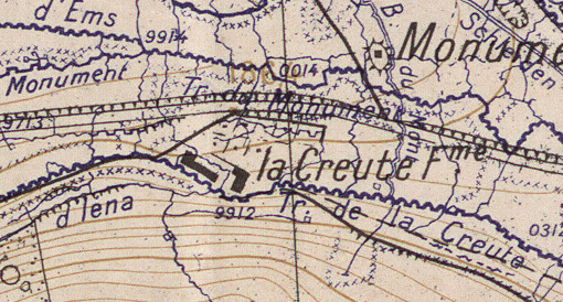 Pour les Français, la Creute forme la 1ère ligne allemande, 25 mars 1917 © SHD.