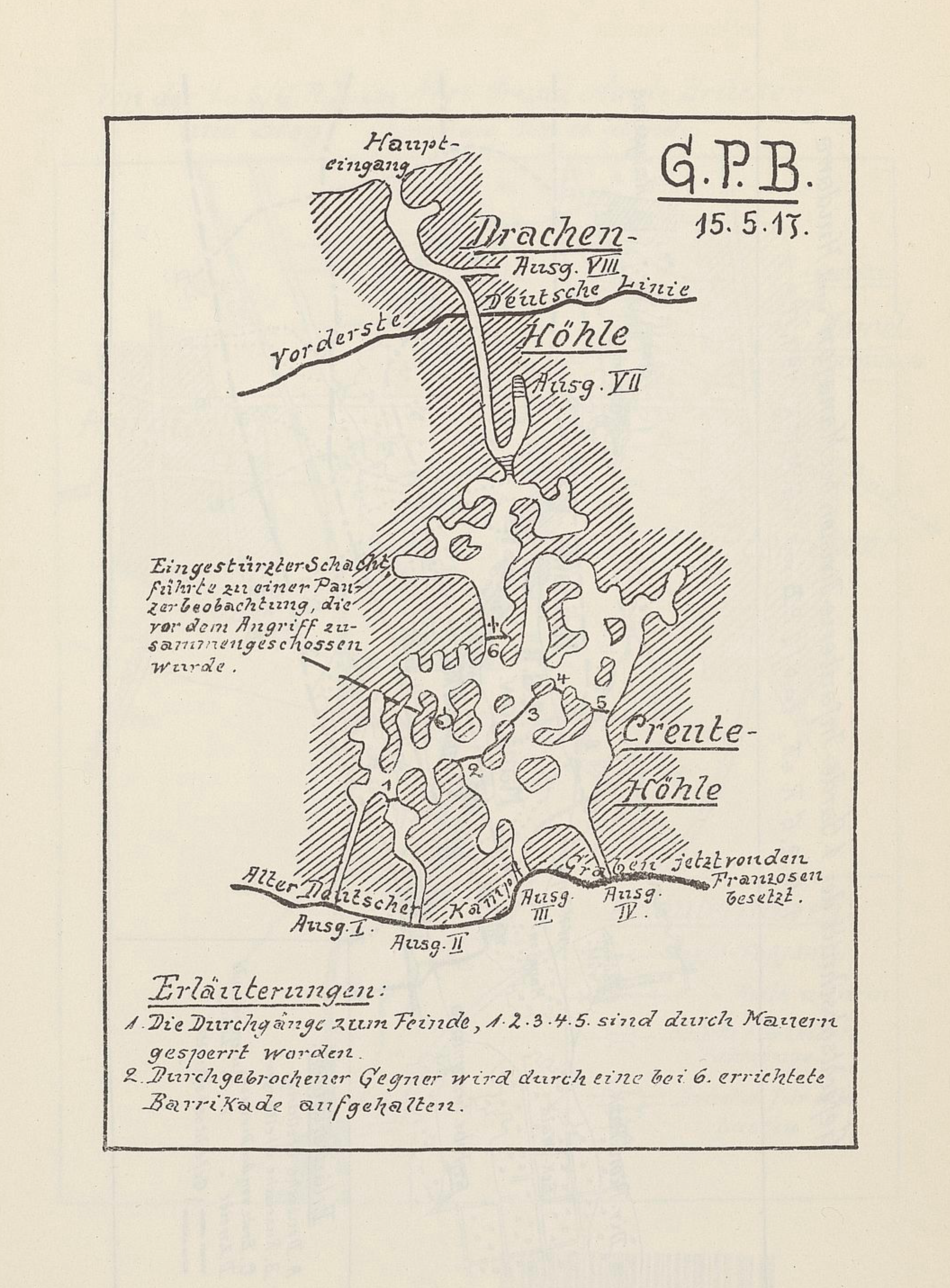 Creute-Höhle et Drachen-Höhle le 15 mai 1917 ©Archives allemandes