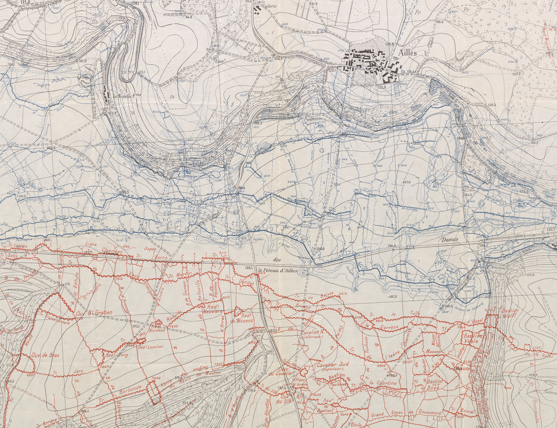 Carte des tranchées du 3 janvier 1917