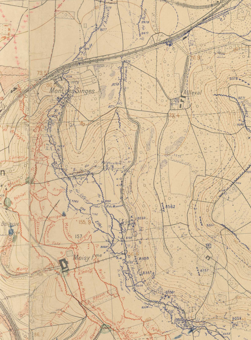 Cartes des tranchées dans le secteur du Mont des Singes à la fin de l'année 1917