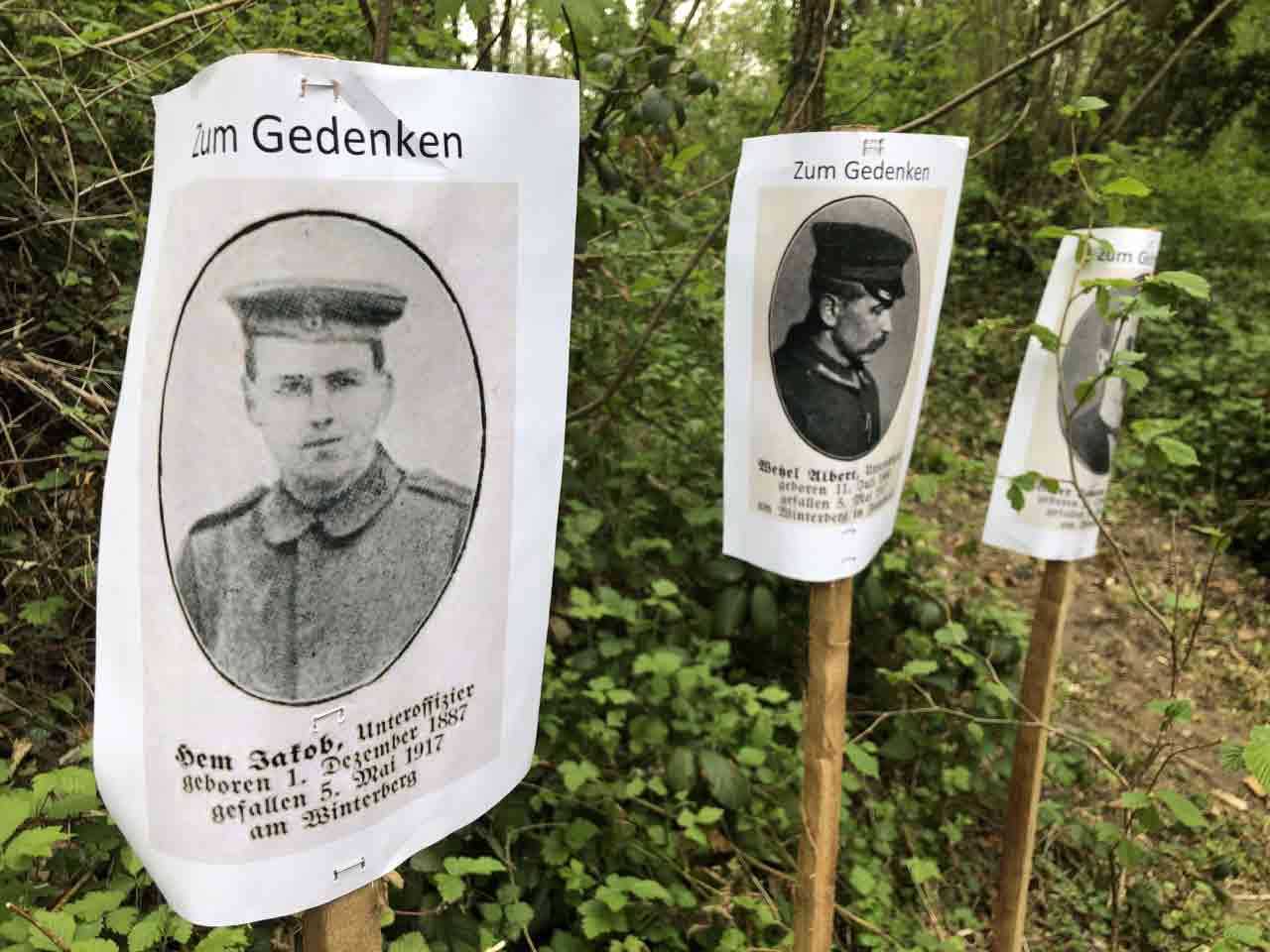 Portraits de soldats disparus en 1917 au Winterbergtunnel 